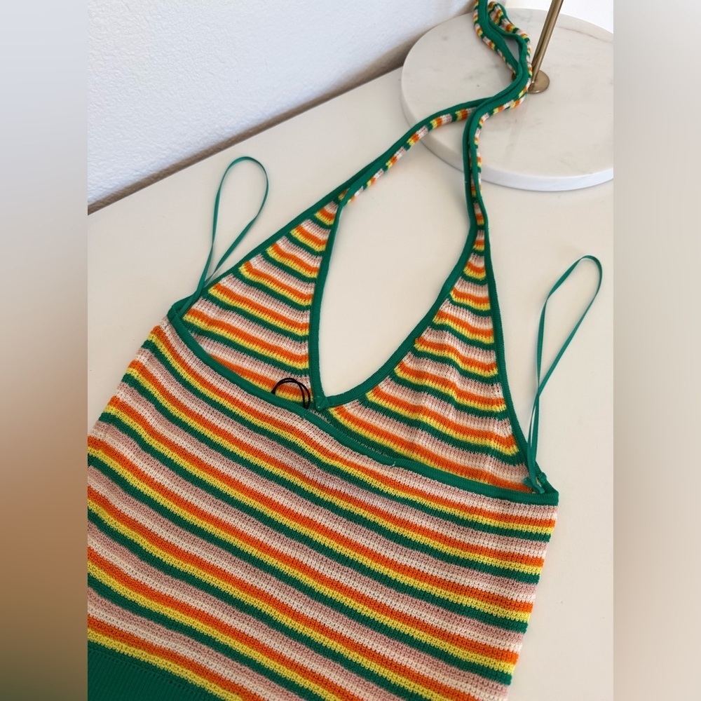 New Zara viscose Striped Halter Top - Picture 7 of 9